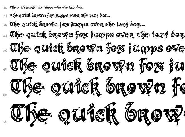 Kingthings Gothique + Xander font waterfall